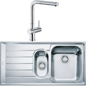 Resim Franke Neptun 1,5 Gözlü Sol Eviye + Active Plus Doccia Armatür Seti (Inox) 