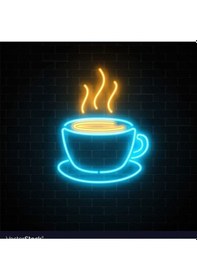 Resim Neon Led Işıklı Kahve Fincanı Renkli 