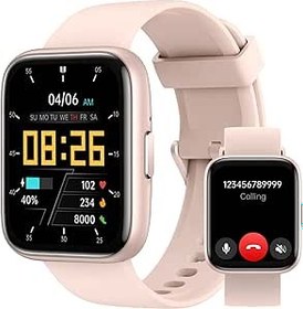 Resim Erkekler Kadınlar için Akıllı Saat - Cevapla/Arama Yap/Hızlı Metin Cevapla/AI Kontrolü, Android Telefonlar için 1.8 inç iPhone Samsung Uyumlu Smartwatch Uyku Monitörü Fitness Tracker Kalp Hızı Kan 