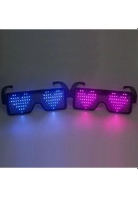 Resim Mavi Led Işıklı Şarjlı Parti Gözlüğü Kablosuz Yılbaşı Düğün Eğlen 
