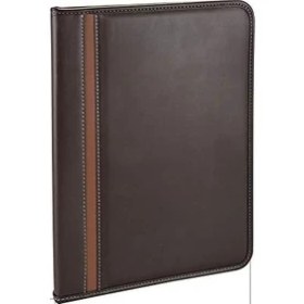 Resim 2k 9001 Sekreterlik A4 Deri Telefon Kılıflı El Portföyü Sekreter Notluğu Hesap Makineli Fermuarlı Sekreter Dosyası, Kahverengi 