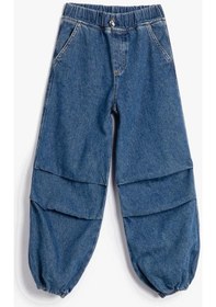 Resim Koton Kız Çocuk Paraşüt Kot Pantolon Kat Detaylı Cepli Pamuklu - Parachute Jean 001 