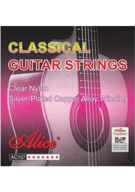 Resim Alice Ac107 Klasik Gitar Tel Takımı Orta Seviye - Hard Tension Yüksek Tansiyon, Gümüş Kaplama Baslar, Kristal Naylon Tizler, Gür Ve Net Ses Ölçüler: 4/4 Standart Klasik Gitar 