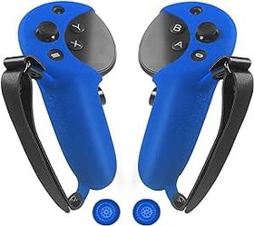 Resim Controller Grips Cover Compatible with Meta/Oculus Quest Pro Accessories, with Charging-Without-Removing Design and rocker cap and adjustable anti-throw wrist joint strap. (blue) 