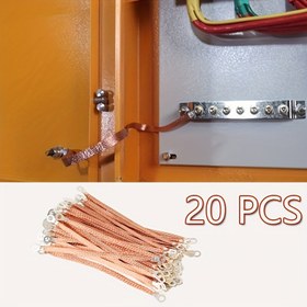 Resim 20 adet Endüstriyel Sınıf Bakır Tel Örgü Braided Grounding Lead Elektrik Prizleri için - Korozifast, Yüksek Kalite ve Alev Geciktirici, Esnek Tasarım Endüstriyel Kontrol Sistemleri, Endüstriyel Elektrik Kabloları, Örgülü Tel Örgü, Korozifast Bakır 