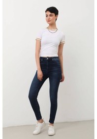 Resim Kadın Koyu Mavi Dar Kesim Jean Pantolon 001 