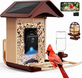 Resim BirdLegend BL01 Kameralı Kuş Yemliği Güneş Enerjili Kırmızı 