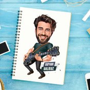 Resim Elektro Gitar Çalan Erkek Karikatürlü Defter 