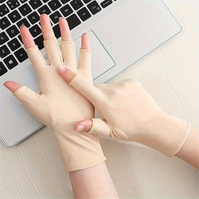 Resim Kadınlar için Parmaksız Eldivenler, Spandex Esnek, Düz Renk, Yün Boyama, Rahat Stil, Rüzgar Geçirmez ve Güneş Geçirmez, Dekoratif Elastik Dokunmatik Eldivenler Ofis, Sürüş, Açık Hava Aktiviteleri için - Hafta Sonu Rahat Giyim 