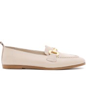 Resim Women's Beige Leather Masculine Loafer Derimod