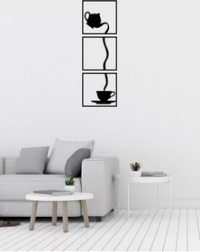 Resim Demlik Çay Fincan Figürlü Dekoratif Metal Duvar Süsü 