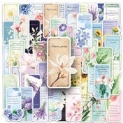 Resim 51 Adet Yeniden Kullanılabilir Çiçek Dili Kitap Ayracı Stickerları - Canlı Çiçekli Desenler & İlham Verici Alıntılar, Su Şişeleri için Vinil Kendinden Yapışkan Etiketler, Laptoplar, Bagaj, Kaykaylar, Şapkalar, Bagaj Özelleştirme, Fantezi Tasarımlar, Yüksek Kaliteli Baskılar, Dekoratif Etiketler, Yaratıcı Sanatçılar, Laptop Süsleme, Dayanıklı Yapıştırıcılı Etiketler, Hediye Dekoratörler 