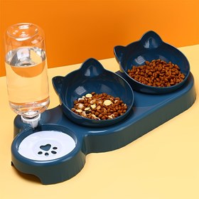 Resim Yeni Pet Kaymaz Eğimli Ağız Kedi Kasesi Ev Tarzı Otomatik İçme Kasesi Boyun Omurgasını Korur ve Köpeklerin Devrilmesini Önler 