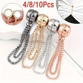 Resim 4 adet/8 adet/10 adet Kadın Moda Manyetik Klips - Çok Fonksiyonlu İğne Gerektirmez Etek ve Eşarp Fixatör, Karışık Renkler, Giysileri Hasar Vermez 