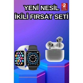 Resim 3. Nesil Tws Bluetooth Kulaklık ve Akıllı Saat, Renkli ve Dokunmatik Ekranlı, Sesli Görüşme 