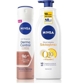Resim Nivea Q10 Sıkılaştırıcı Vücut Losyonu 200 ML + Derma Control Clinical Kadın Sprey Deodorant 150 ML 