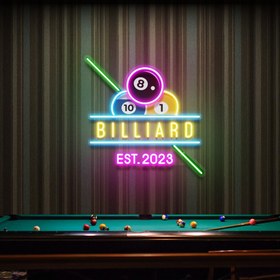 Resim Bilardo Baskılı 3 Neon Tabela - 85cm | 33in / MultiColor 