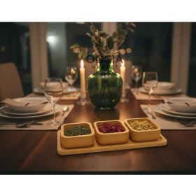 Resim Odcia Market Bambu Standlı 3'lü Kare Çerezlik Seti 