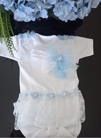 Resim Vitmo Baby Kız Bebek Mavi Body Ve Saç Bandı 