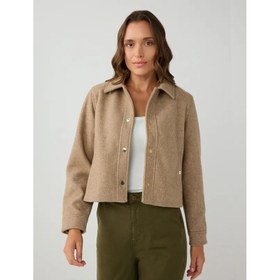 Resim Jimmy Key Uzun Kollu Ceket Yaka Çıtçıtlı Kadın Kaşe Mont (5WW053687) 