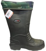 Resim Akınal Bella Ab81-10 Unisex Haki Askeri Desenli Çoraplı Eva Hafif Poli Taban Uzun Yağmur Çizmesi 