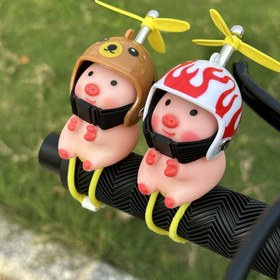 Resim 1 Adet Sevimli Domuz Kaskı Gidon Aksesuarı, PVC Sokak Motor Scooter Dekoru, Domuz Severler İçin Yaratıcı Hediye, Moda Kasklı Domuz Figürü 
