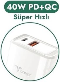 Resim 40W PD + QC Ultra Hızlı Şarj Adaptörü, Beyaz 