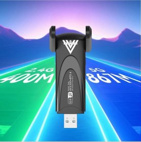 Resim 1300 Mbps Usb Wifi 6 Adaptör 2.4g+5g Ve Bluetooth 5.4 Tak Çalıştır Çift Antenli Wifi Dongle 