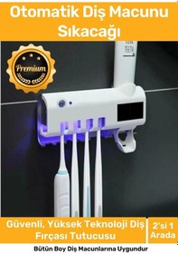 Resim Premium Usb Şarjlı Güneş Enerjili Otomatik Diş Macun Sıkacağı Sterilizatörlü 4 Adet Fırçalığı Tutucu Diğer 