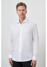 Resim Erkek Beyaz Pamuk Trend Slim Fit Dar Kesim Non Iron Gömlek 25mc004035600 Beyaz Beyaz 