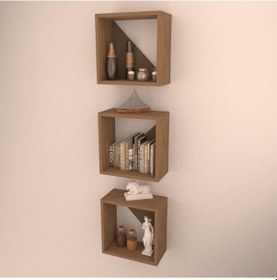 Resim Rafkestir 3 Lü Florence Duvar Rafı Kafkas Meşe ( Mat ) 