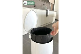 Resim Cigo Pedallı Mutfak Banyo Çöp Kovası 20 Lt Beyaz-Iç Kısım Siyah 