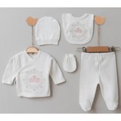 Resim Cherub Baby Unisex Taç Nakışlı Bebek Pamuklu 5 Parça Hastane Çıkışı 