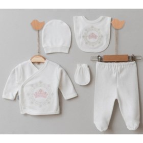 Resim Cherub Baby Unisex Taç Nakışlı Bebek Pamuklu 5 Parça Hastane Çıkışı 