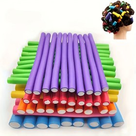 Resim 20 Adet Esnek Isıya Dayanmayan Saç Ruloları - DIY Stil için Yumuşak Köpük Twist Kıvırma Çubukları, Rastgele Renkler 