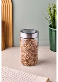 Resim Cassetto 650 Ml Paslanmaz Çelik Kapaklı Borosilikat Cam Kavanoz 8.5x15 Cm Seffaf Şeffaf 