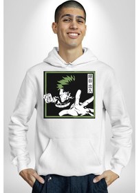 Resim My Hero Academia Dabi Anime Kadın Erkek Beyaz Kapüşonlu Sweatshirt Hoodie Beyaz 
