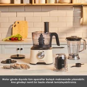 Resim Karaca Mastermaid Power 10 in 1 Mutfak Robotu 2000w 1,5 lt Kapasite Şık Tasarım Krem 