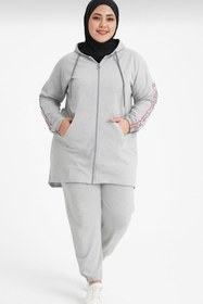 Resim CNG MODA Büyük Beden Fermuarlı Tomy Anne Eşofman Takımı 