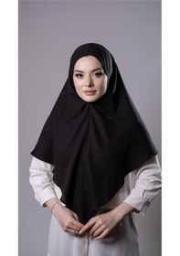 Resim Hürrem Bone Siyah Pratik Hazır Geçmeli Tesettür Eşarp Pamuk Caz Kumaş Düz Hijab 2306 01 