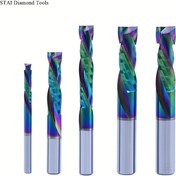 Resim Profesyonel Sıkıştırma Freze Uçları - Yukarı/Aşağı Kesim CNC/Frezeleme Aleti, DLC Kaplama, 1/8", 1/4", 4mm, 6mm, 8mm Şaft - Metal, Ahşap, Plastik ve Kompozitler için Ağır Hizmet Tip Karbür Yapı - CNC Router & El Frezeleri ile Uyumluluk - Profesyonel Atölyeler ve Üretim İçin Hassas Kesme Kenarı 