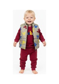 Resim Şişme Yelekli Erkek Bebek Alt Üst Takım 3lü Set Kırmızı 