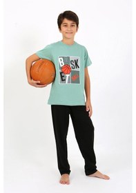 Resim Akbeniz Erkek Çocuk Kısa Kol Penye Pijama Takım 20758 Suyeşili Su Yeşili 