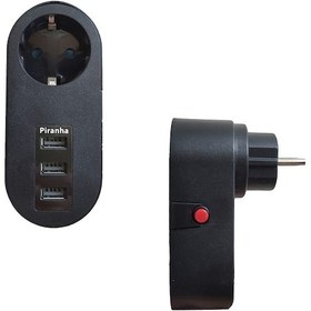 Resim Piranha 3385 3xUsb Girişli Tekli Akım Korumalı Priz Siyah 