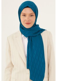 Resim Mirsoy Scarf Dalga Desen İpeksi Jakar Şal - İndigo İndigo 