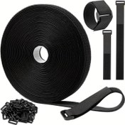 Resim 50 Tokalı Ayarlanabilir Kablo Bağları, Kesilebilir Yeniden Kullanılabilir Naylon Organizasyon veya Depolama Bağları (2.03cm x 9.75metre) 