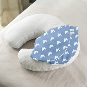 Resim Müslin Bebek Emzirme Destek Yastığı Kılıfı - Mono Lapin Royal Blue 