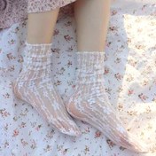 Resim 6 Çift Kadınlar İçin Kawaii Nefes Alabilen Dantel Balık File Çorapları - Çiçek Deseni, Yumuşak File, Makinede Yıkanabilir, Polyester, Günlük Giyim İçin Mükemmel, Günlük Giyim Çorapları | Oynak Çoraplar | Örgü Dokusu 