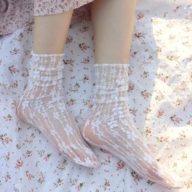 Resim 6 Çift Kadınlar İçin Kawaii Nefes Alabilen Dantel Balık File Çorapları - Çiçek Deseni, Yumuşak File, Makinede Yıkanabilir, Polyester, Günlük Giyim İçin Mükemmel, Günlük Giyim Çorapları | Oynak Çoraplar | Örgü Dokusu 