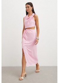 Resim Uterpe Drapeli Cut-out Elbise Pembe 